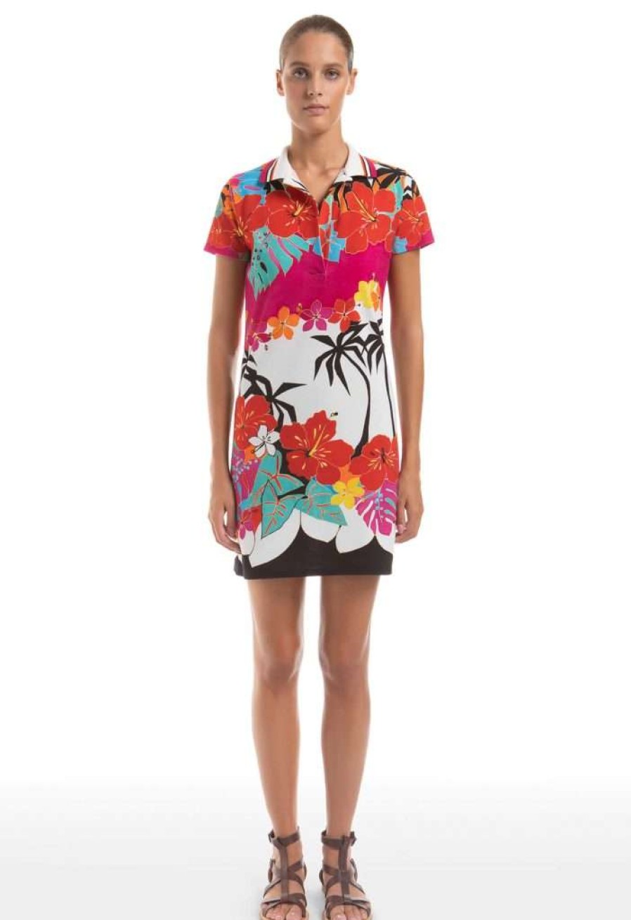 SARA ROKA Mini Abito Polo Polli Con Stampa Hawaiana - Sara Roka | Vestito